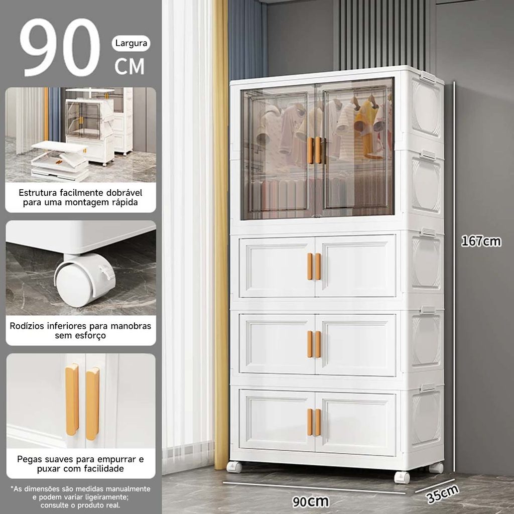 Armário Multiuso Dobrável Com Rodinhas Caixa Estilo 1+3 Novo
