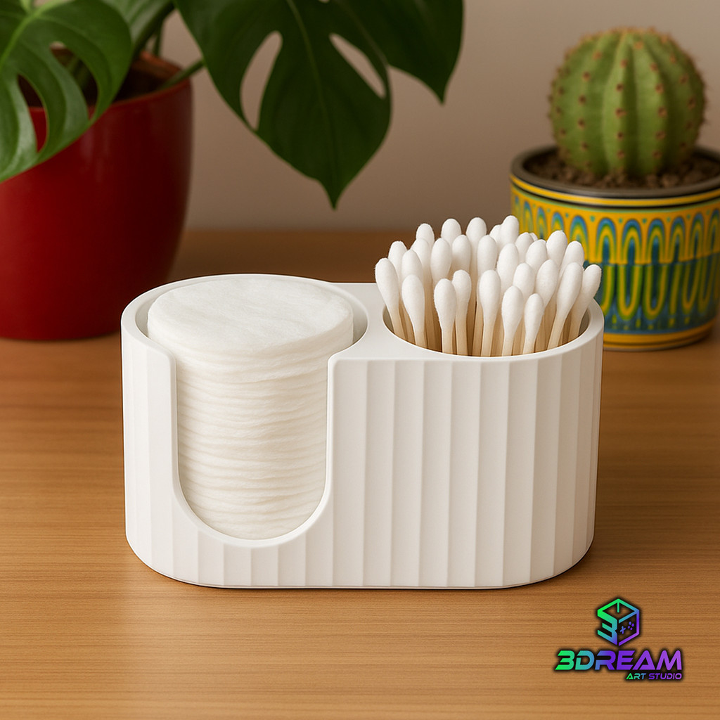 Organizador Porta Algodão Disco e Cotonetes de Mesa Banheiro Quarto de Bebê Minimalista