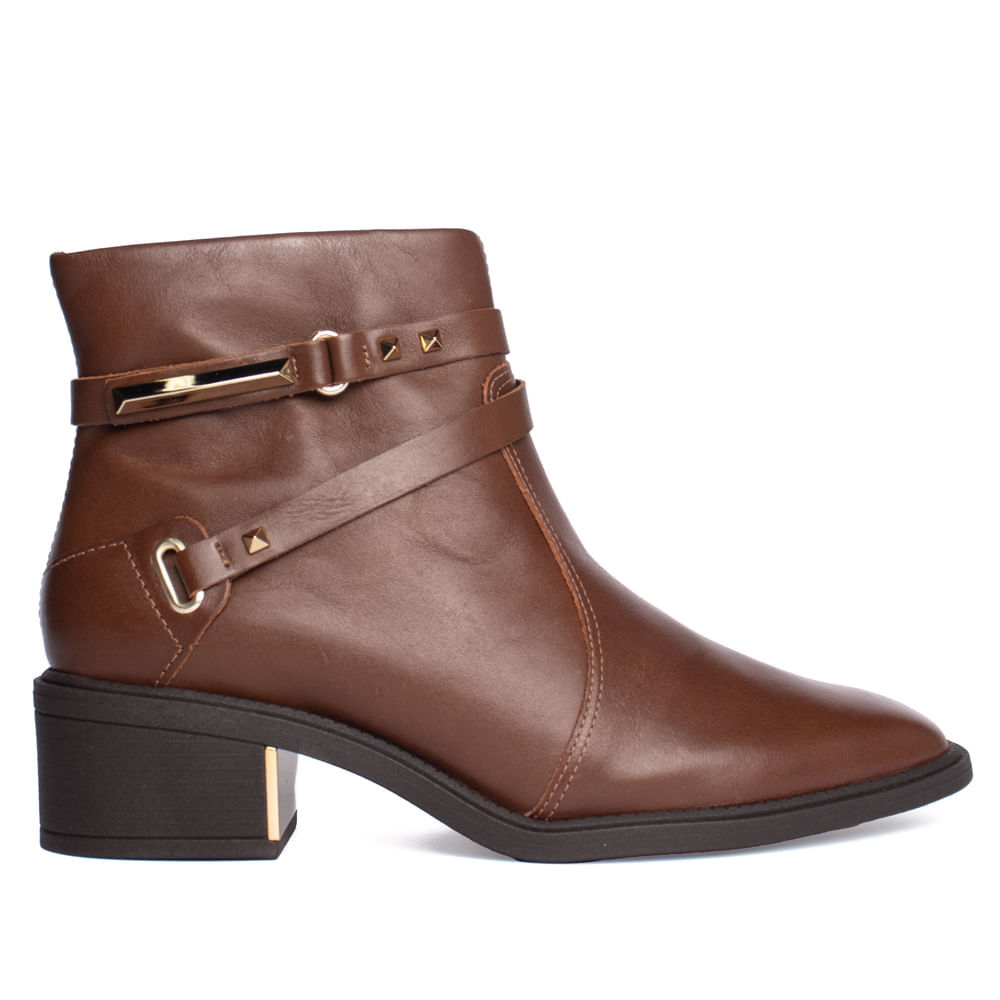 Bota Feminina Ramarim Cano Curto Café Marrom em Oferta na Shopee