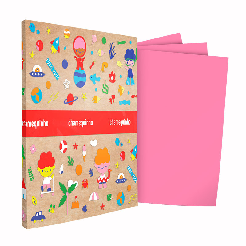 Cartolina Rosa 140g pacote com 100 folhas Chamequinho