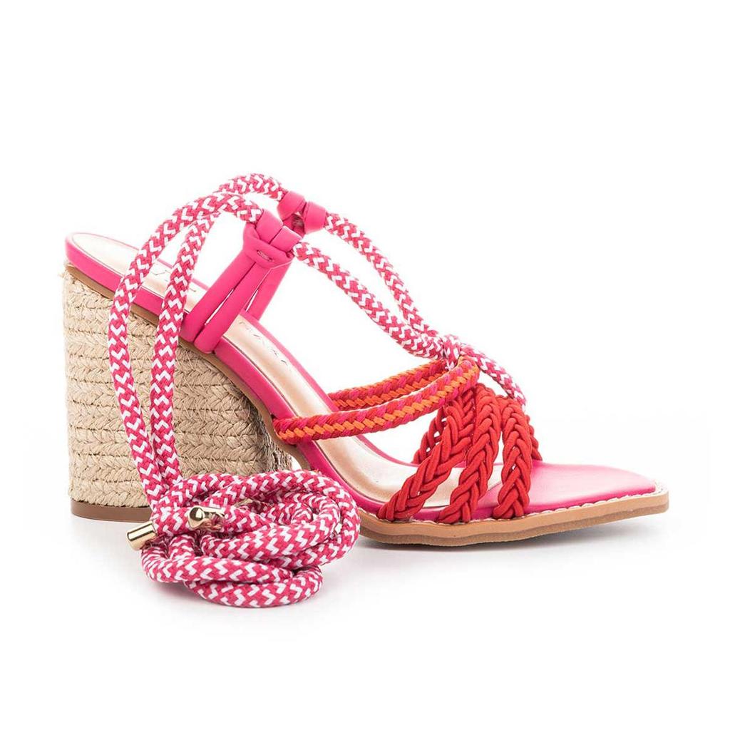 Sandália Tanara de Salto Bloco Com Amarração em Oferta na Shopee