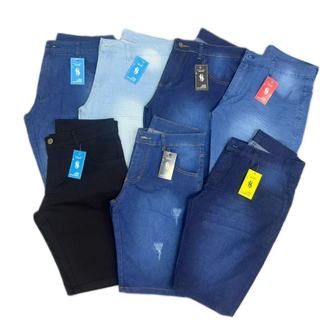 Kit 6/5/4Bermuda Jeans Masculina Com Elastano SLIM direta da fabrica Premium várias  Lavargem