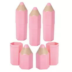 Kit 5 Organizadores Lápis Rosa Claro 3D Lúdico Mesa Porta Objetos Porta Treco Presente Lembrancinha Formatura Plasútil