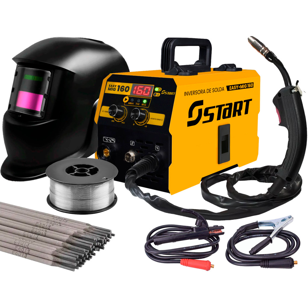 Maquina Inversora Solda 220v Easy Mig Tig 120 Máscara Eletrodo + Acessórios em Oferta na Shopee