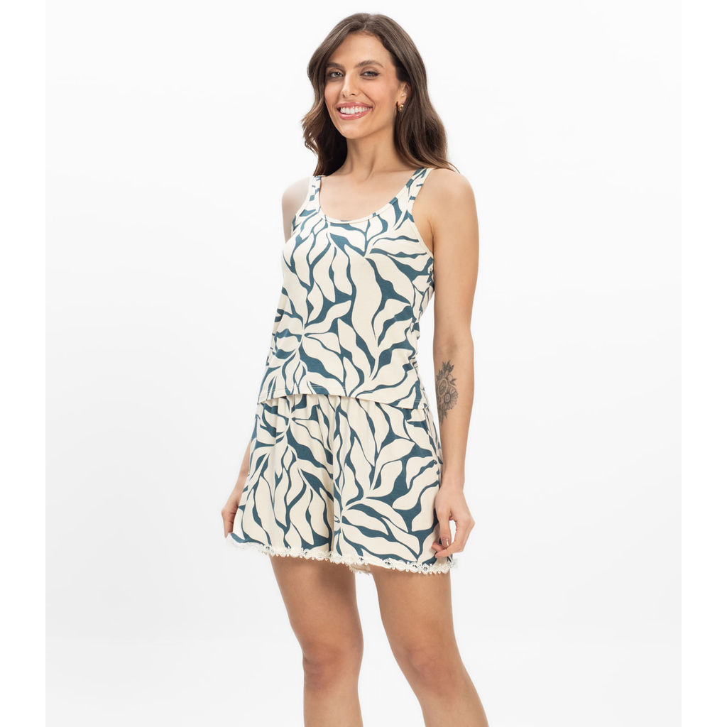 Pijama Regata Feminino Regata Infinita Cor Verde em Oferta na Shopee