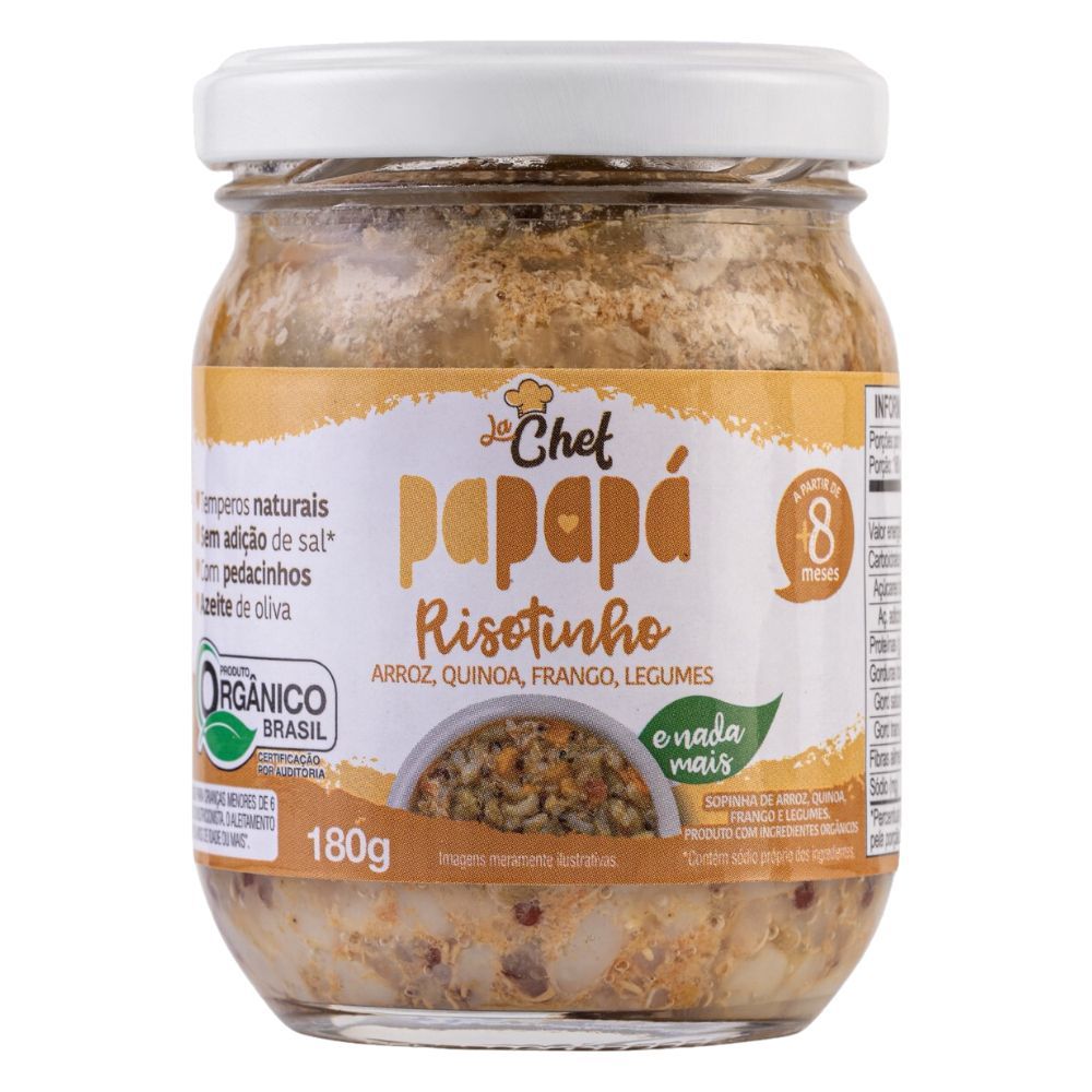 Risotinho Papapá Orgânico Arroz, Quinoa, Frango e Legumes La Chef 180g em Oferta na Shopee