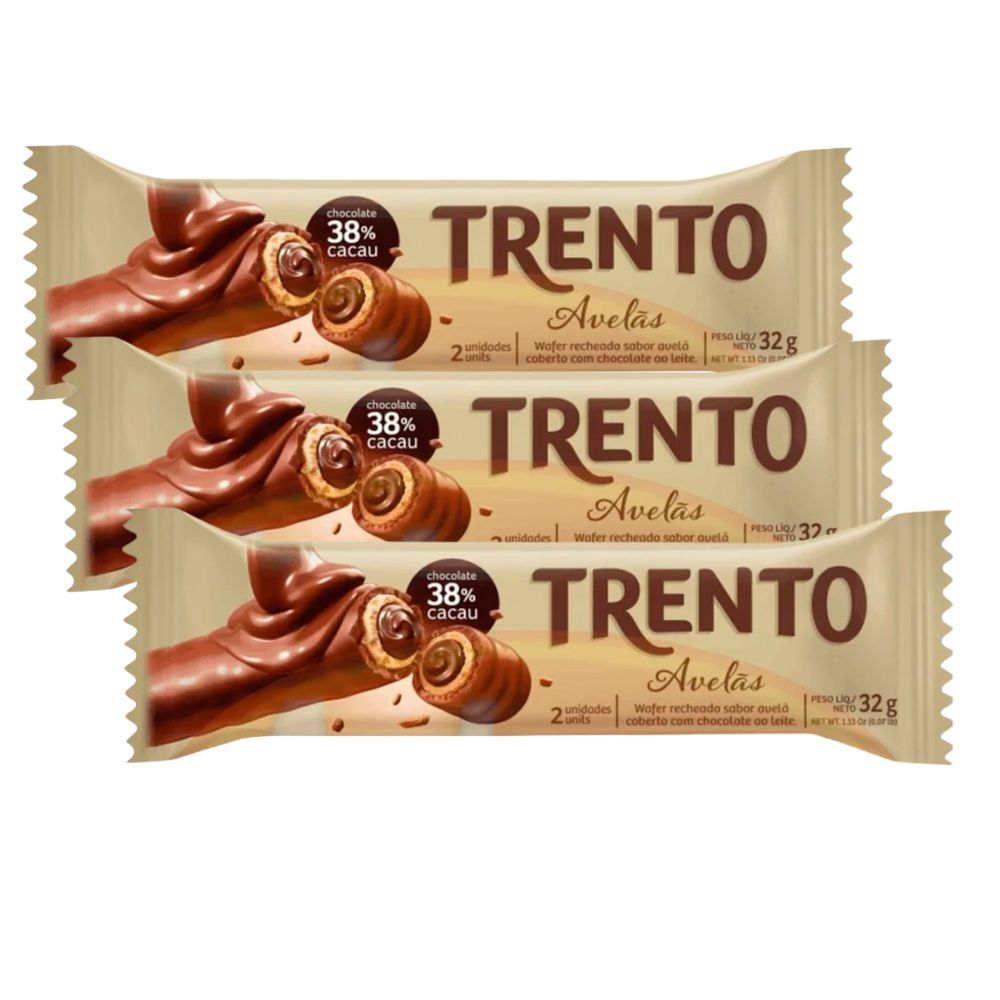 Kit 3 Chocolate Trento Avelãs 29g em Oferta na Shopee