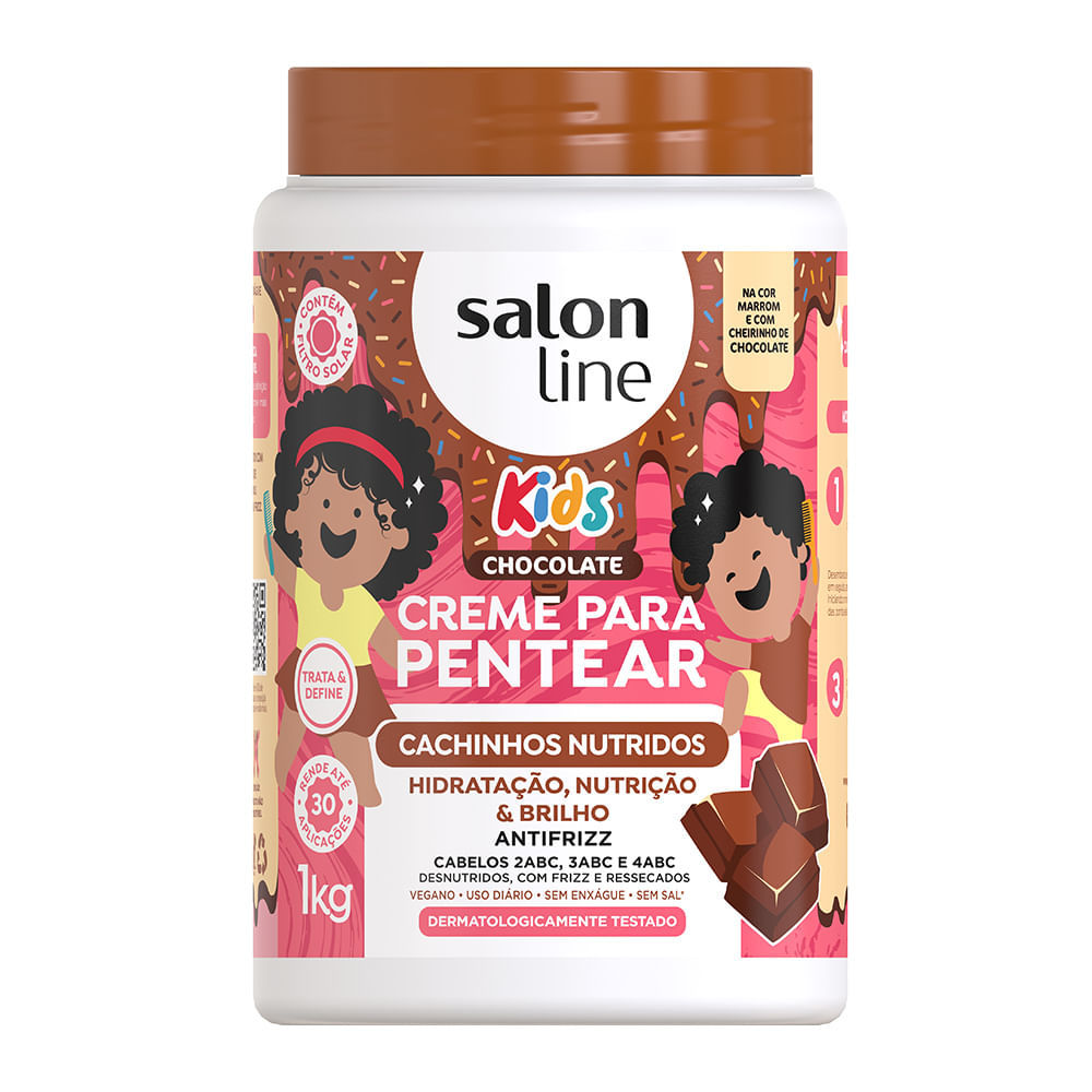 Creme para Pentear Salon Line Kids Chocolate Cachinhos Nutridos 1Kg em Oferta na Shopee