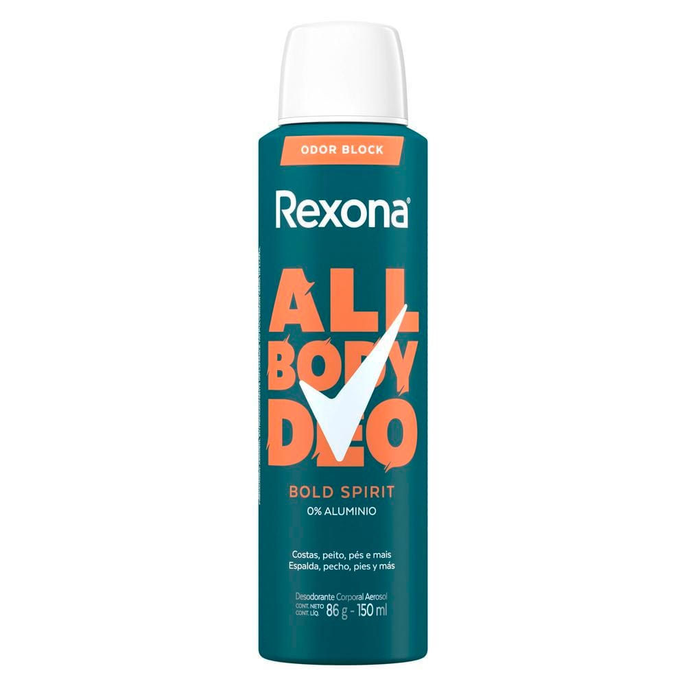 Desodorante Rexona Corporal All Body Deo Bold Spirit Aerossol 150ml em Oferta na Shopee