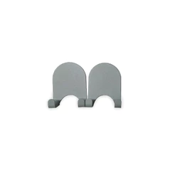 Kit 2 Ganchos Duplos de Metal Cinza com Adesivo - Oikos