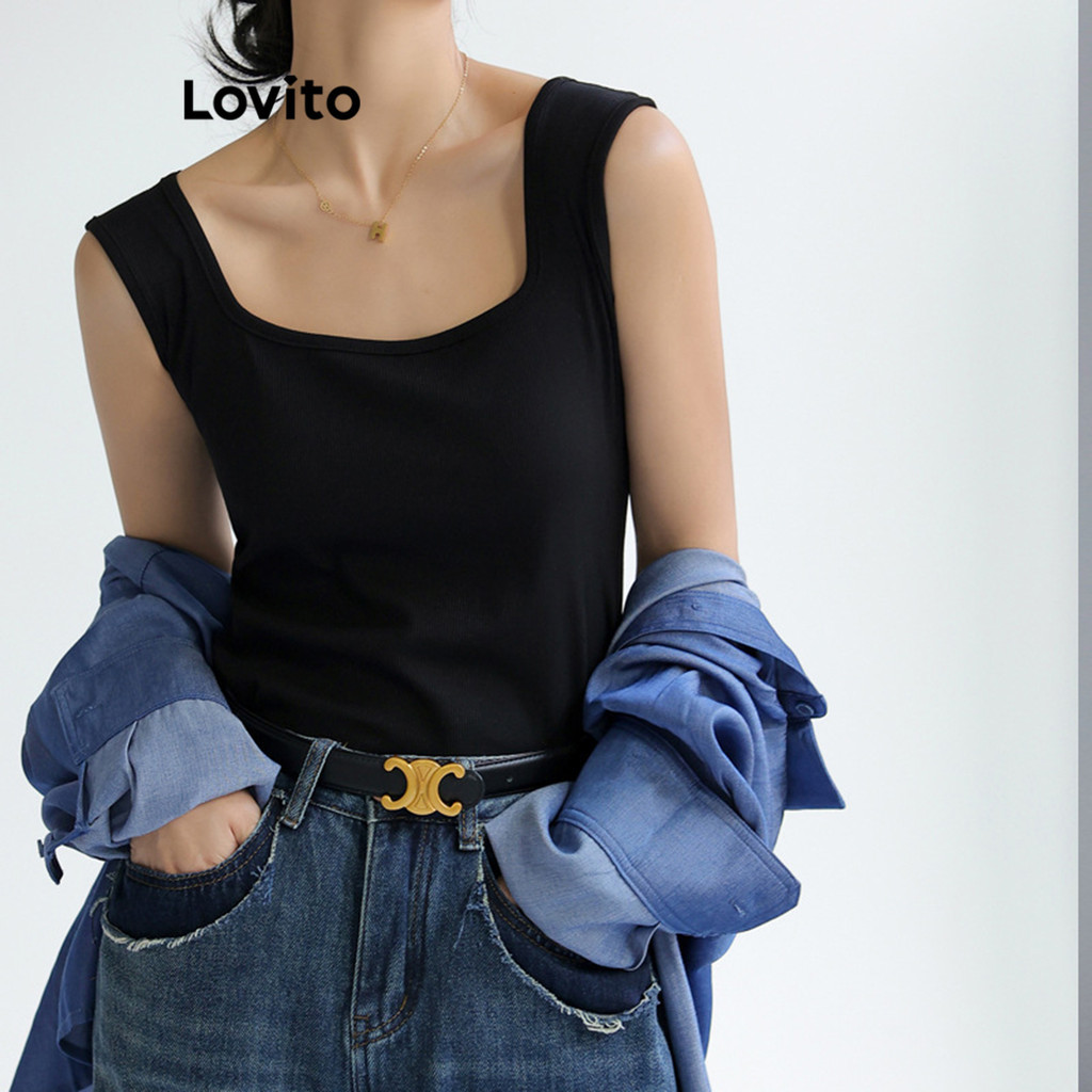 Lovito Regata Casual Lisa Básica Regata Para Mulheres LNL56078