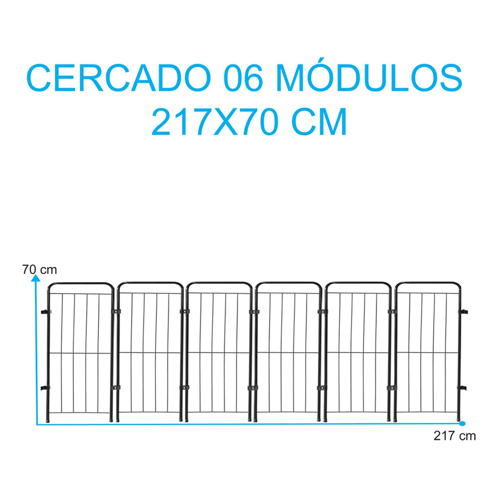 Cercado Grade 217x70cm 6 Módulos Segurança Pet Cães Cachorro — imagem 2 de 2