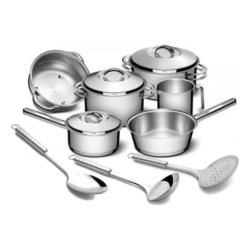 Jogo De Panelas Tramontina Solar Aço Inox Fundo de Indução 9 peças em Oferta na Shopee