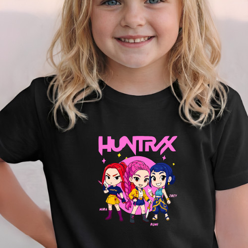 Camiseta Infantil Huntrix Algodão Confortável Estampa Personagens Colorida Roupa Kids Qualidade Premium