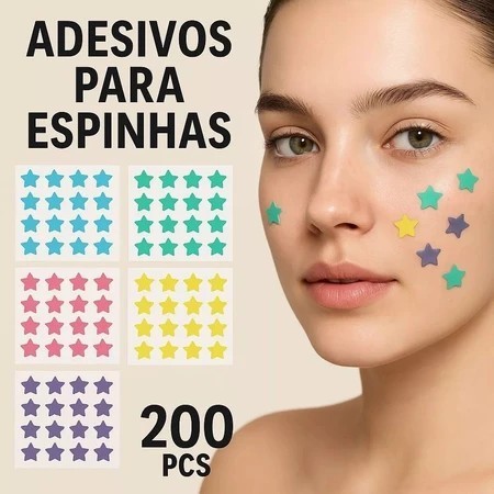 Adesivo para Espinha Estrela - Hidrocoloide Absorvente - Discreto - 6 Cores - 40/80/120/