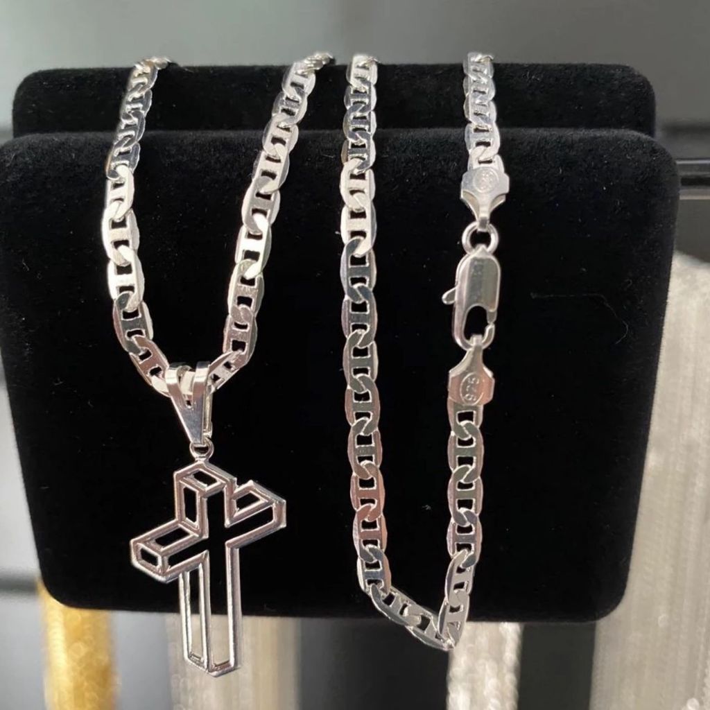 Colar Piastrine 4MM Prata 925 Legitima Com 70 Centimetros  + Pingente 3D em Oferta na Shopee