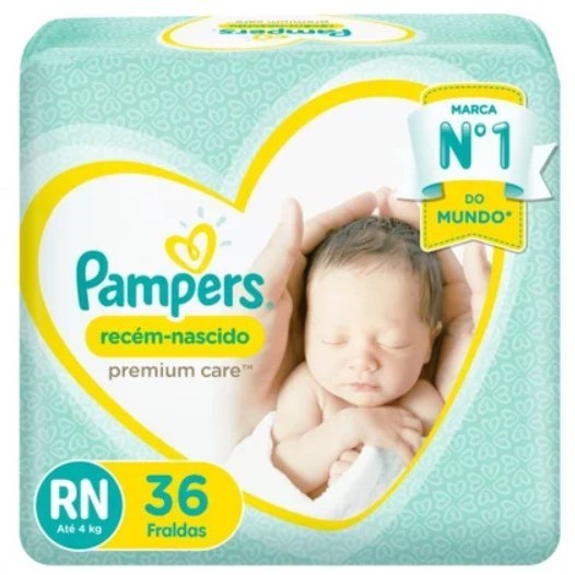 Fralda Pampers Premium Care Recém-nascido Rn Com 36 Unidades em Oferta na Shopee