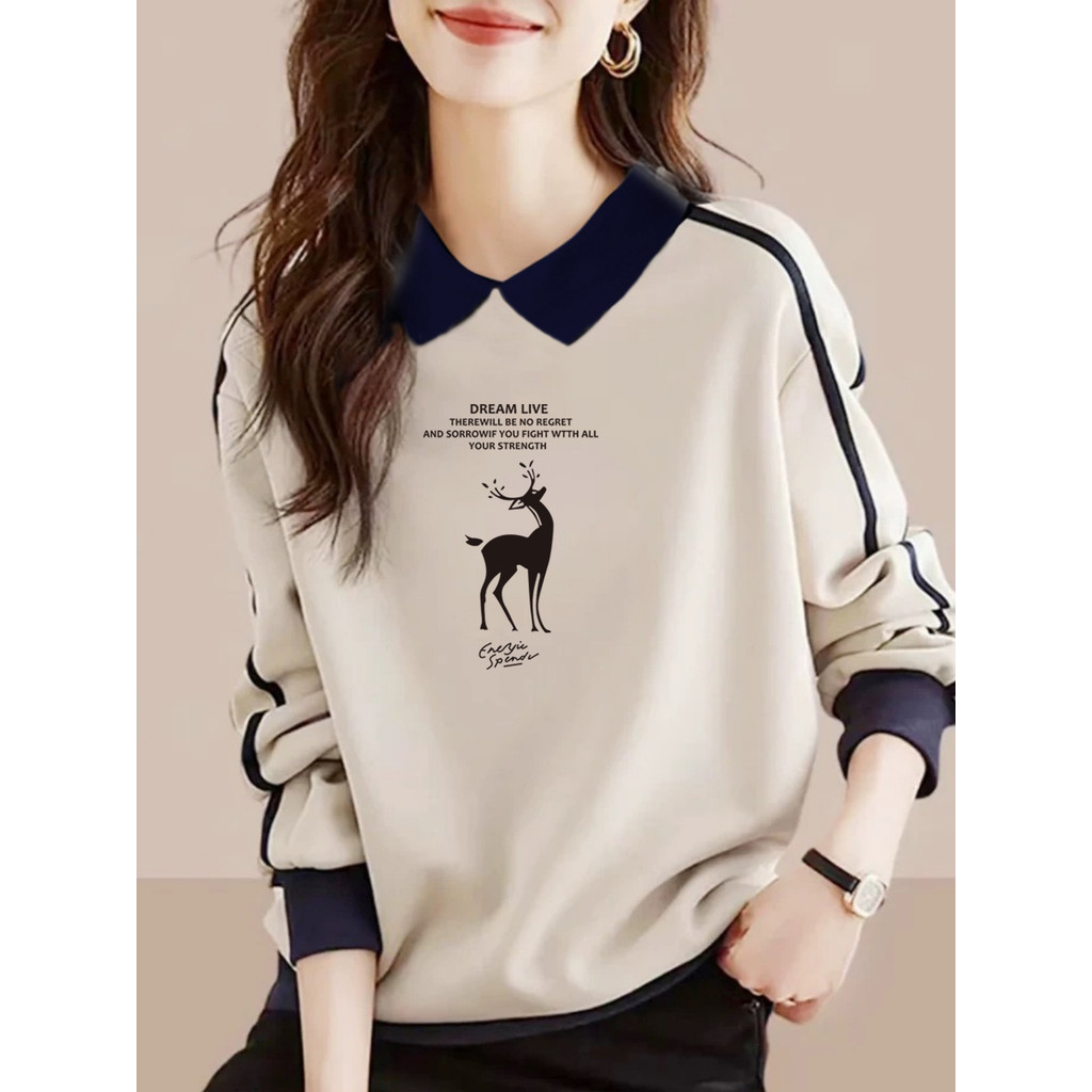 Exportação de comércio exterior puro algodão manga comprida moletom feminino primavera outono estilo ocidental camisa de