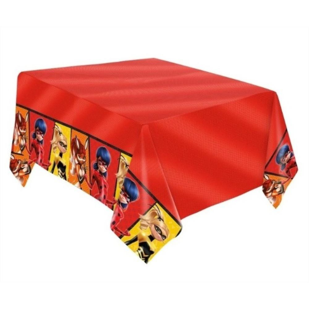 Toalha de Mesa Papel 120x220cm Ladybug Heroinas Descartavel Festa Evento Decoração