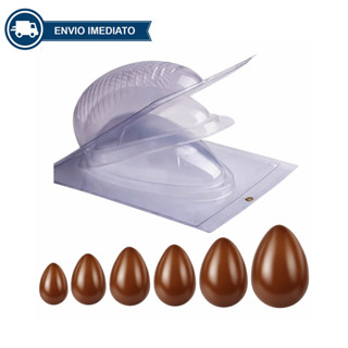 Forma com Silicone para Chocolate Especial c/ 3 partes - Ovo de Páscoa de 50/100/150/250/350/500/750g e suportes BWB em Oferta na Shopee