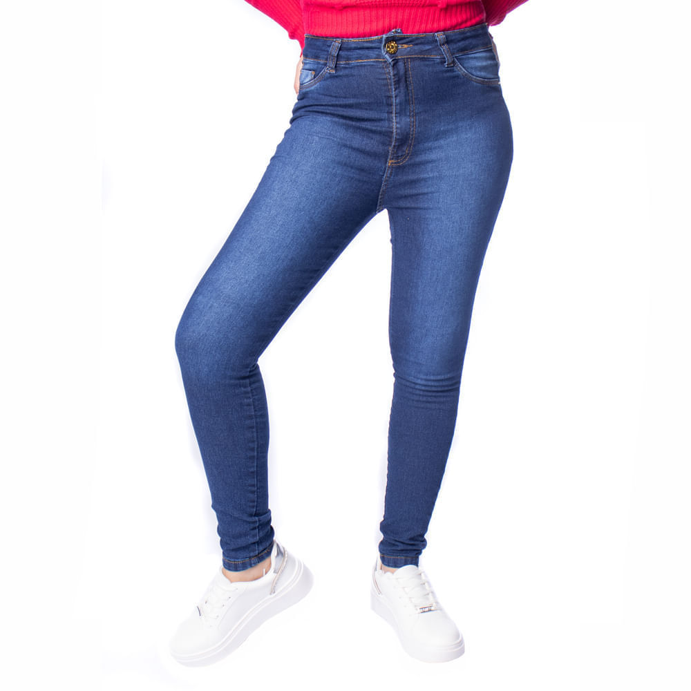 Calça Jeans Feminina Jezzian Cigarrete Bolsos Azul