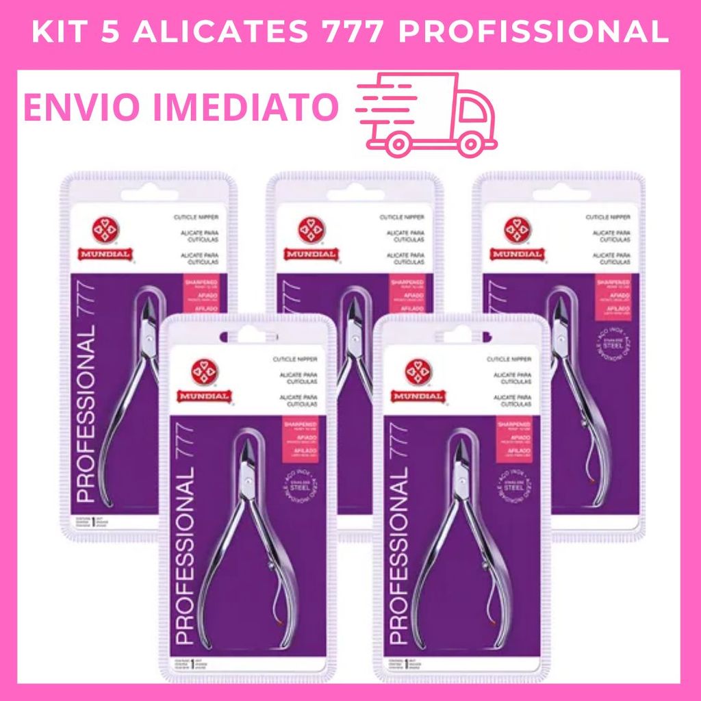 Kit 5 Alicates Mundial 777 Professional Premium – Alta Precisão para Manicure Profissional em Oferta na Shopee
