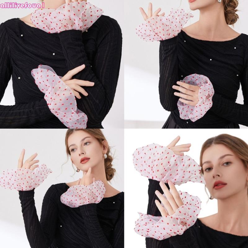 allilivefoua1 Transparentes Elegantes Para Braços, Punhos Elásticos, Mangas Decorativas, Roupa Formal