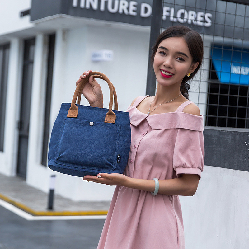 Estilo bolsa de lona feminina japonesa coreana lona pequena bolsa feminina moda bolsa pronta estoque bolsa de lona bolsa