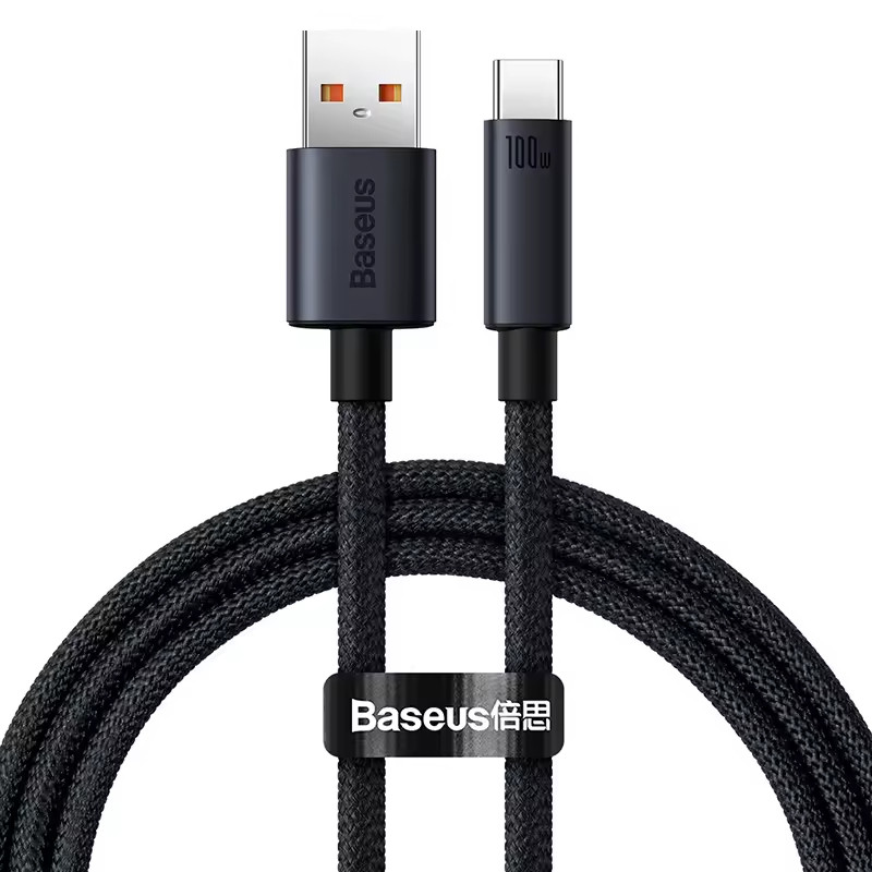 Cabo USB-C Baseus 100W 5A Original Carregamento Rápido Tipo C Turbo Para Celular Notebook