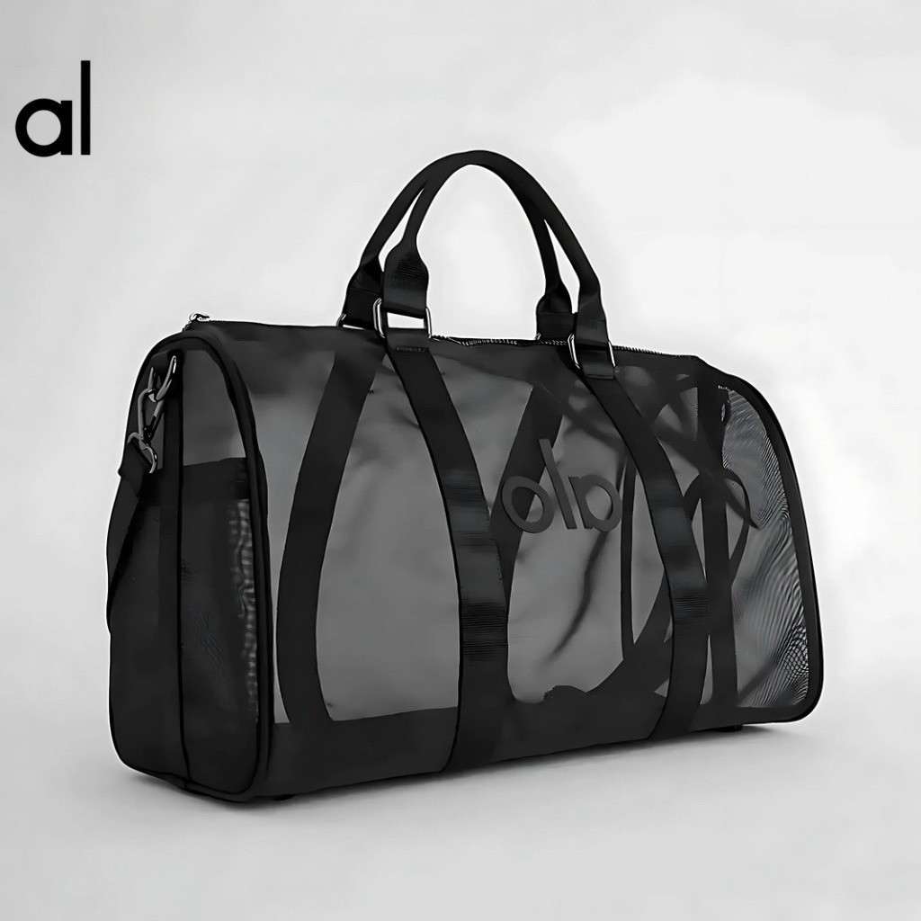 Estoque Pronto ALO Bolsa De Ginástica De Grande Capacidade Feminina Malha Transparente Viagem Yoga Fitness Esportes Cros