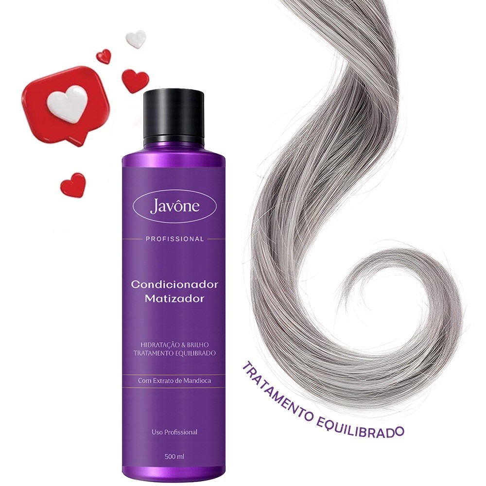 Condicionador Matizador Roxo Javône 500ml Profissional | Hidratação, Brilho e Neutralização do Amarelado