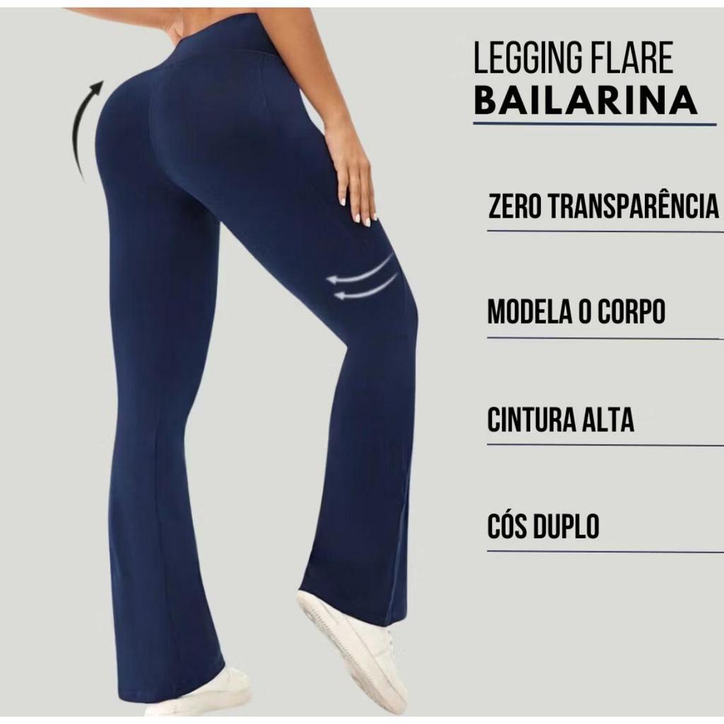 Calça Boca de Sino Flare Bailarina Flare Suplex Academia Legging leg Flare Cintura Alta Suplex Fler Boca de fino