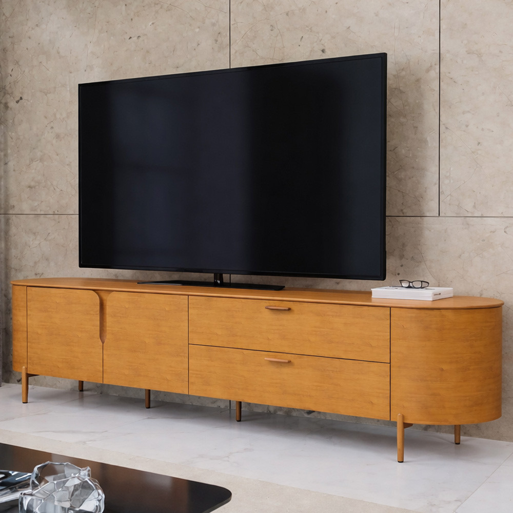 Rack Para Sala de Estar TV 75 Pol Orgânico Dion D05 Cedro - Lyam Decor em Oferta na Shopee