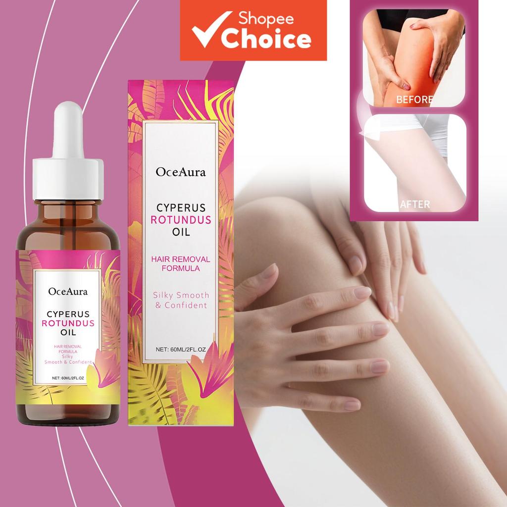 Óleo de Raiz de Cyperus Rotundus 60ml – Infusão de Folhas de Árvore do Chá para Depilação e Pele Suave, Versão