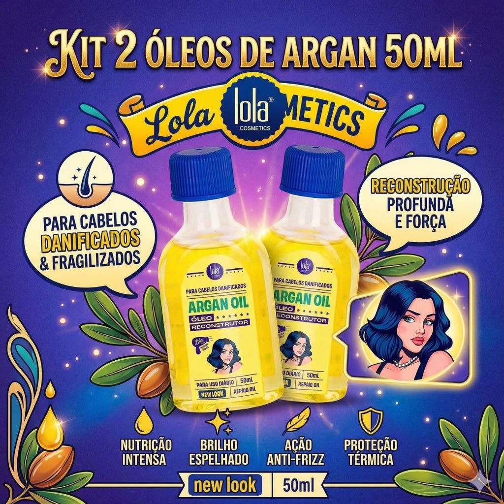 Kit 2 Óleos de Argan Oil 50ml - Lola Cosmetics