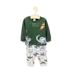 Pijama Menino Camiseta e Calça Elefante Brilha no Escuro -Kyly