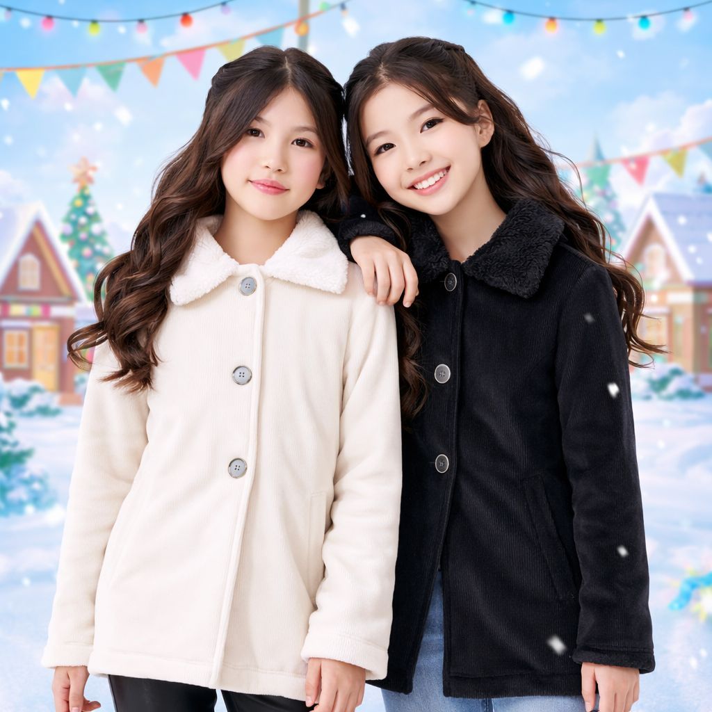 Sobretudo Infantil Feminino Inverno Peluciado Casaco Quente Luxo Macio Elegante Roupa Frio Menina Promoção em Oferta na Shopee