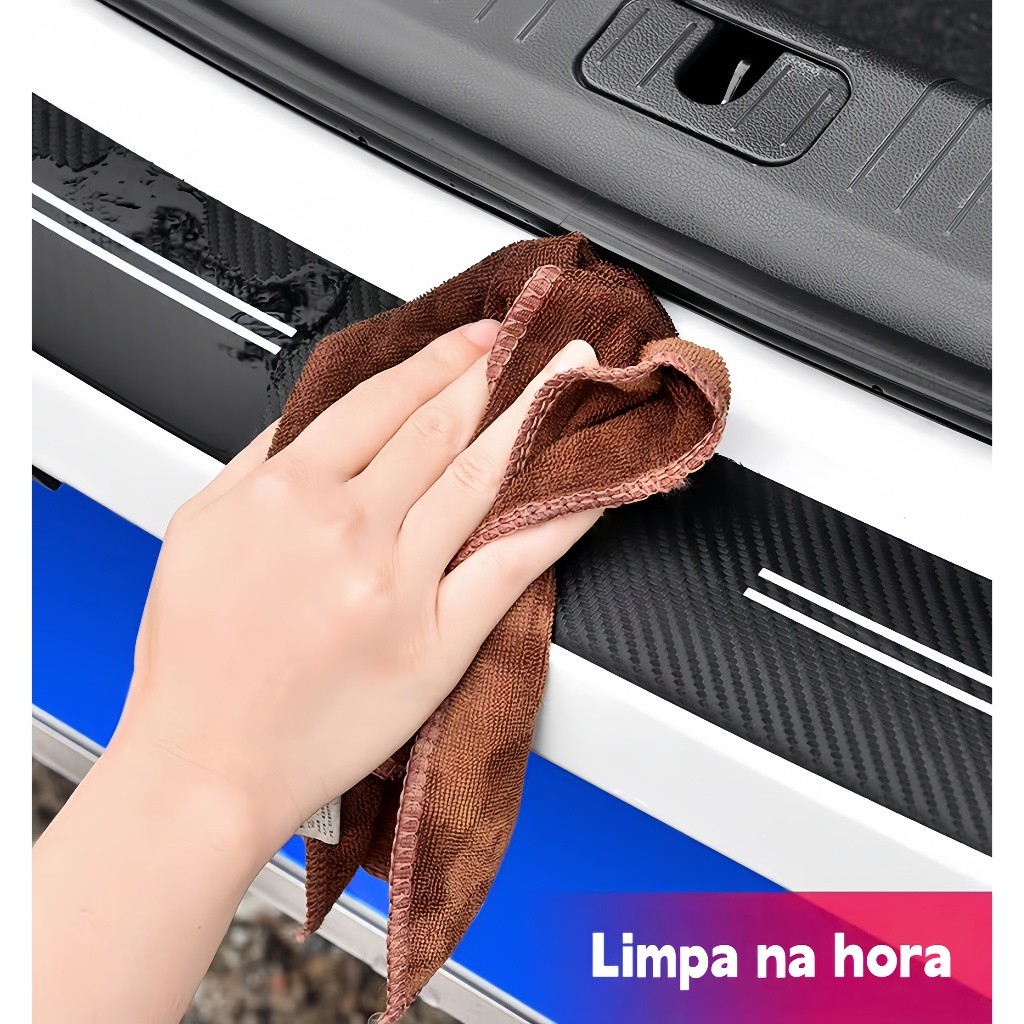 Kit Protetor de Soleira Fibra de Carbono • 4 Portas + Porta-malas • Anti-Risco Impermeável Universal