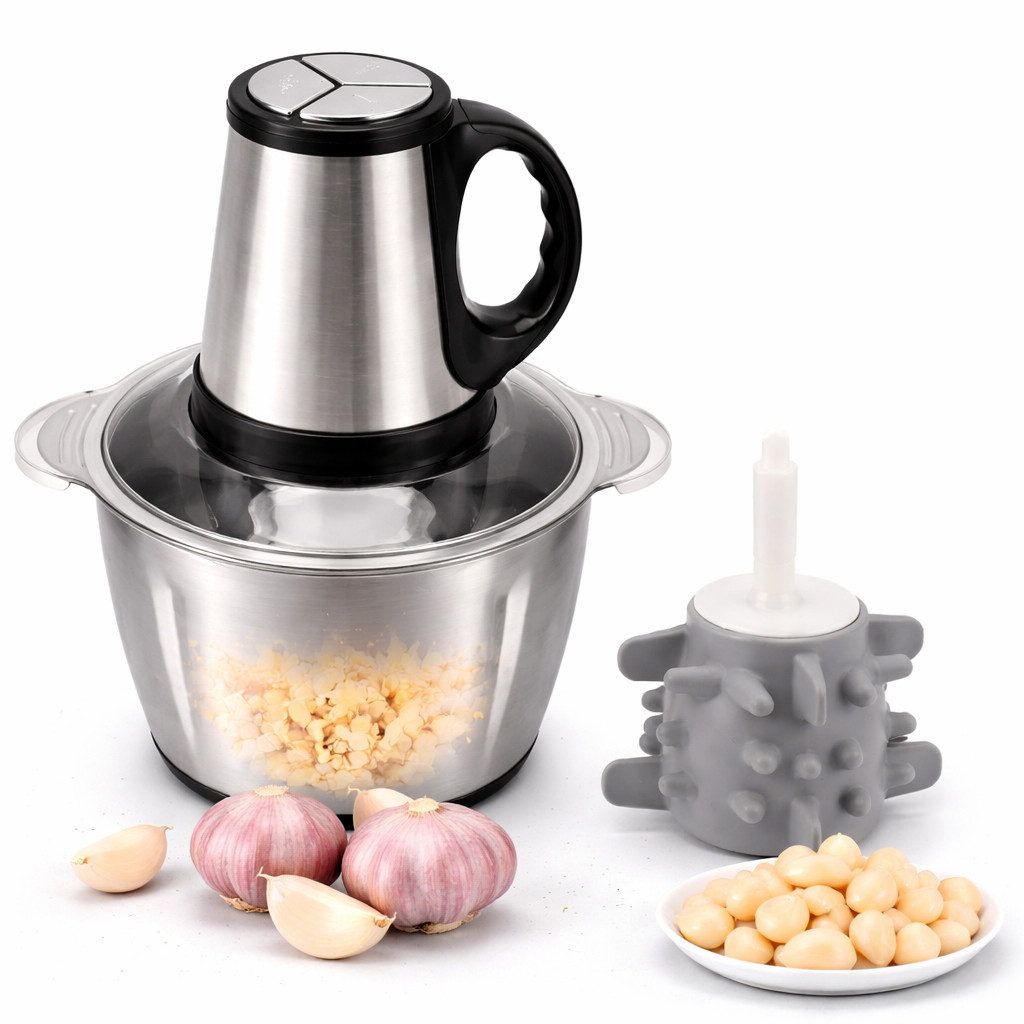 Moedor Elétrico com Alça 2L e 3L  Picador de Carne, Alho e Legumes + Descascador de alho Lar inova em Oferta na Shopee