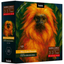 QUEBRA CABEÇA CIRCULAR MICO LEÃO DOURADO 331 PEÇAS MADEIRA BABEBI PUZZLE ARTE ANIMAL MACACO BRASIL
