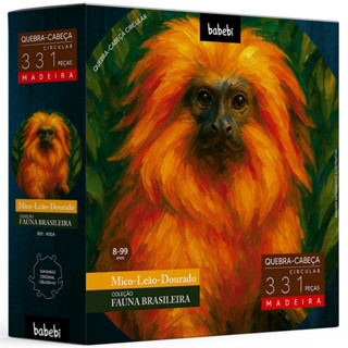 QUEBRA CABEÇA CIRCULAR MICO LEÃO DOURADO 331 PEÇAS MADEIRA BABEBI PUZZLE ARTE ANIMAL MACACO BRASIL em Oferta na Shopee
