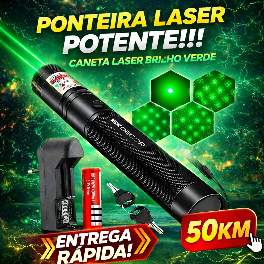 Caneta laser point verde ultra forte alcance de 50km em Oferta na Shopee