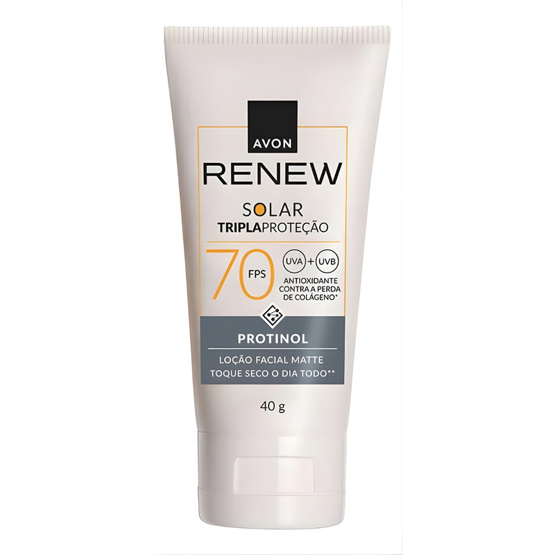 Protetor Solar Facial Avon Renew Fps70 Toque Seco 40g Matte