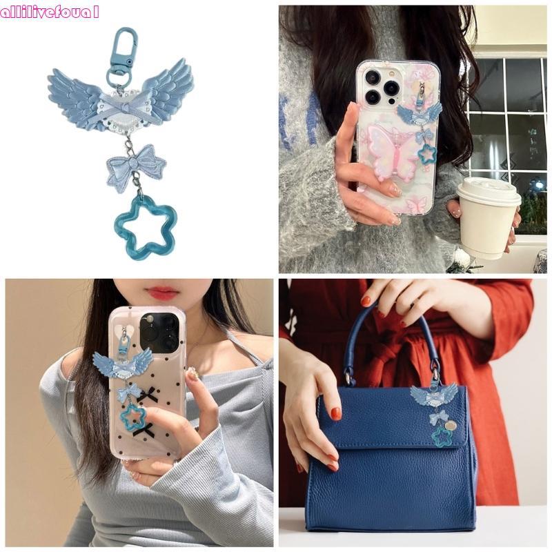 allilivefoua1 Bowknot Star Charm Chaveiros Bonito Pingente Pendurado Ornamento Chaveiro Mochila Para Mulh