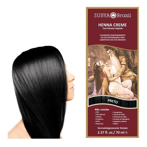 Tintura Surya Brasil Henna Creme Tom de Cabelo Preto