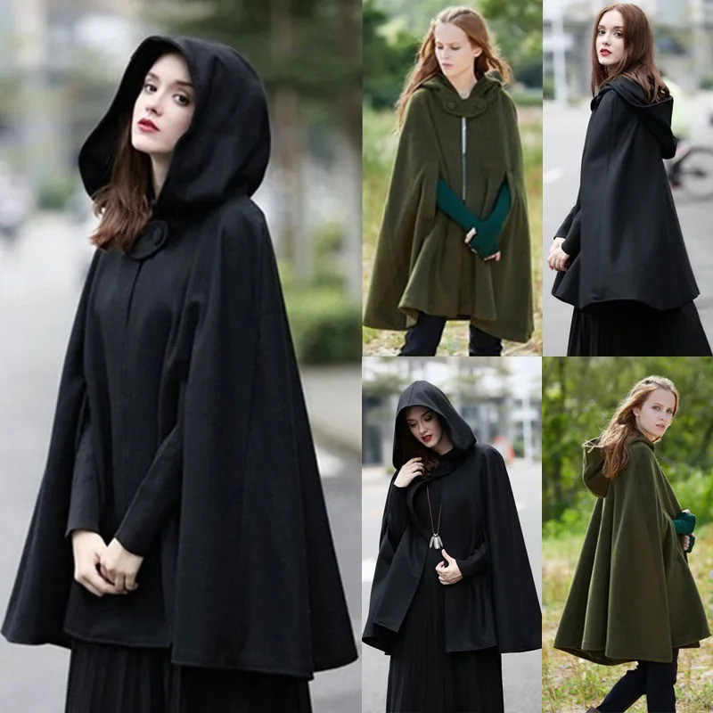 Medieval Elegante Feminino Outwear Capa Com Capuz Casaco Vintage Gótico Poncho Casual Maxi Longo Cardigan Casacos Das Mu