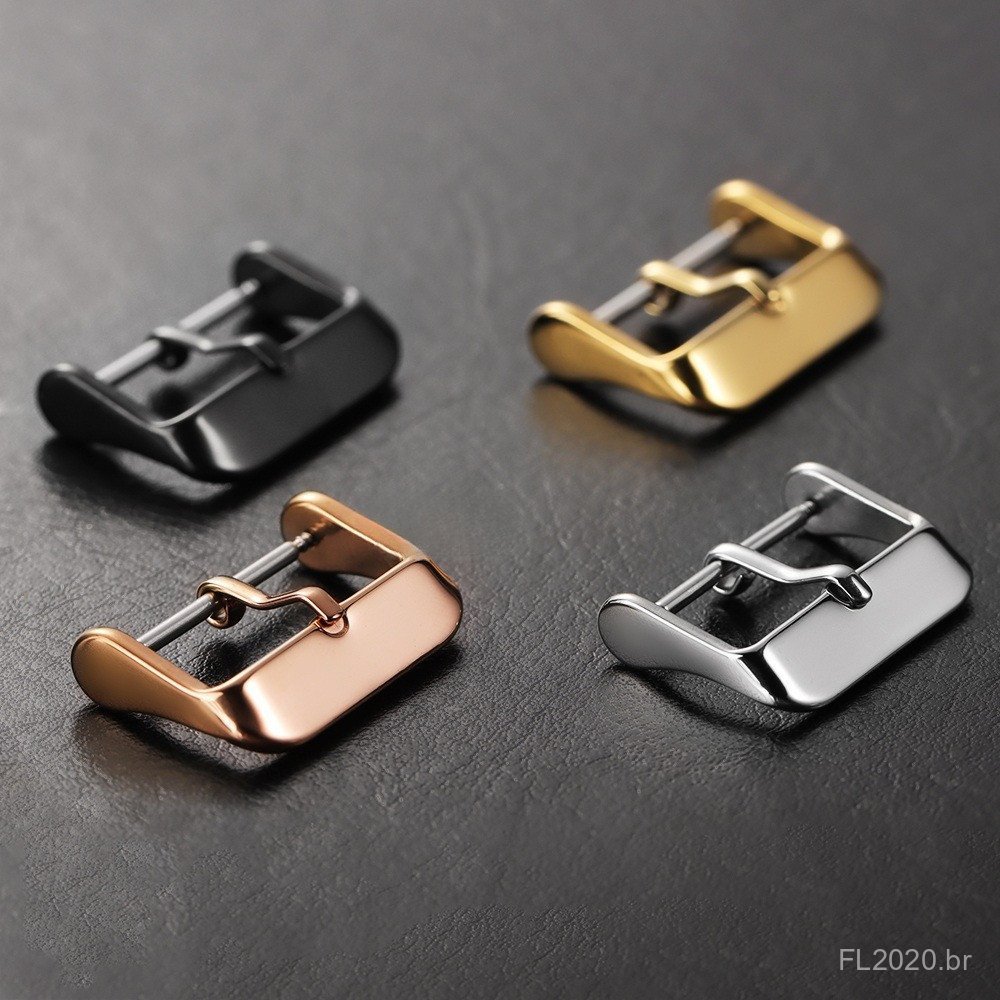 Fivela de relógio em aço inoxidável polido de 10-24mm, pino de metal adequado para pulseiras de silicone.