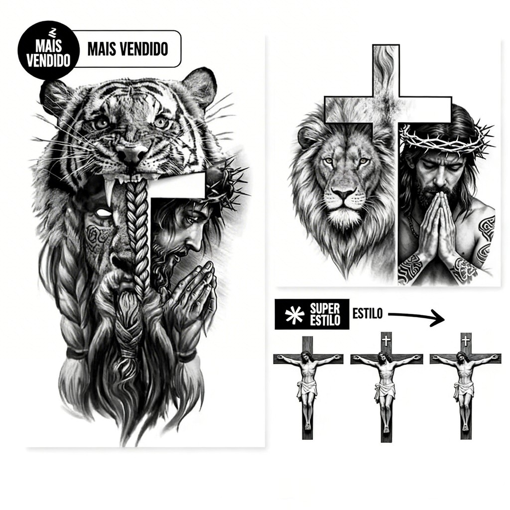 Tatuagem Temporária Adesiva à Prova d’Água Realista Duradoura para Corpo