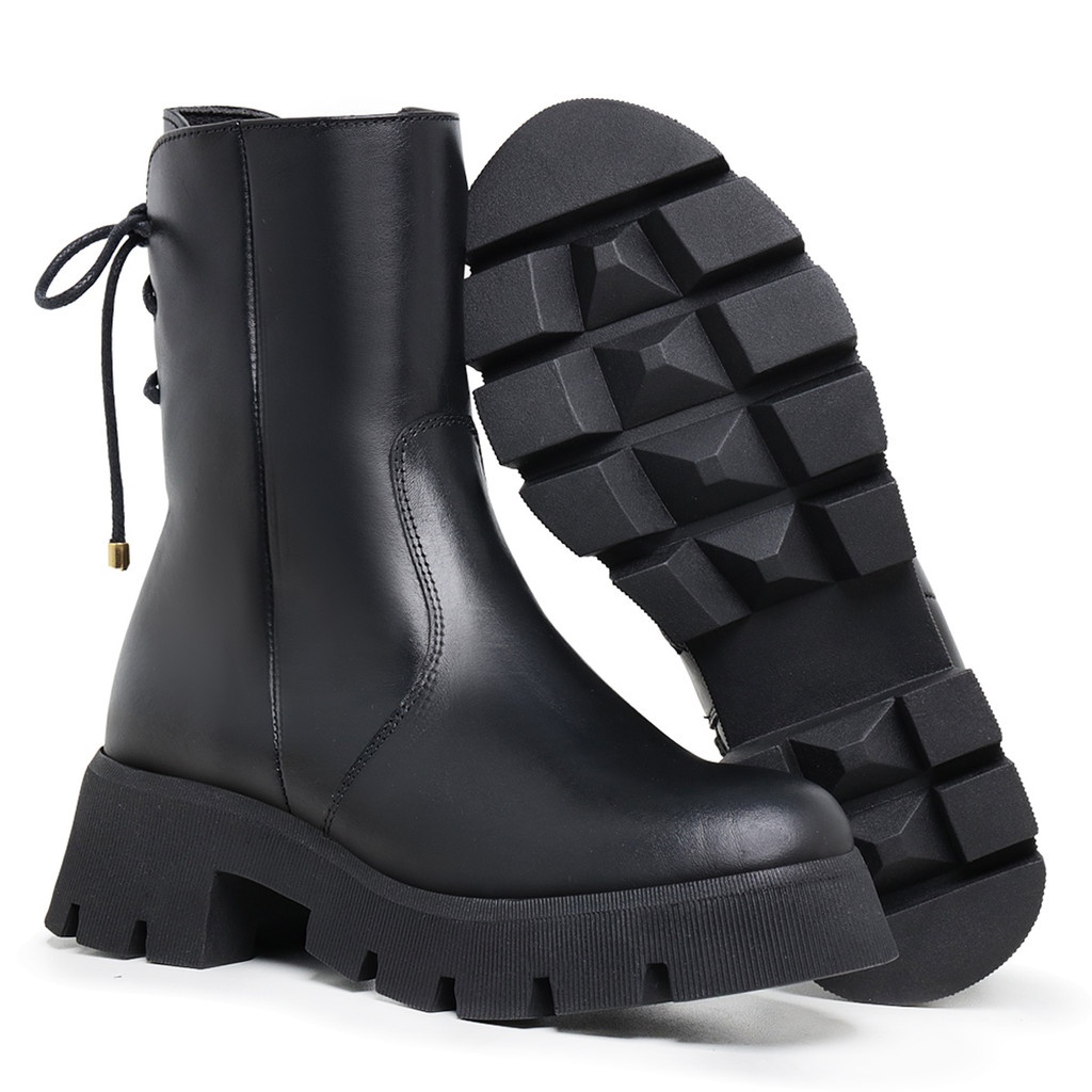 Coturno Feminino Chunky Tratorado Bota Plataforma Tratorada Estilo Urbano