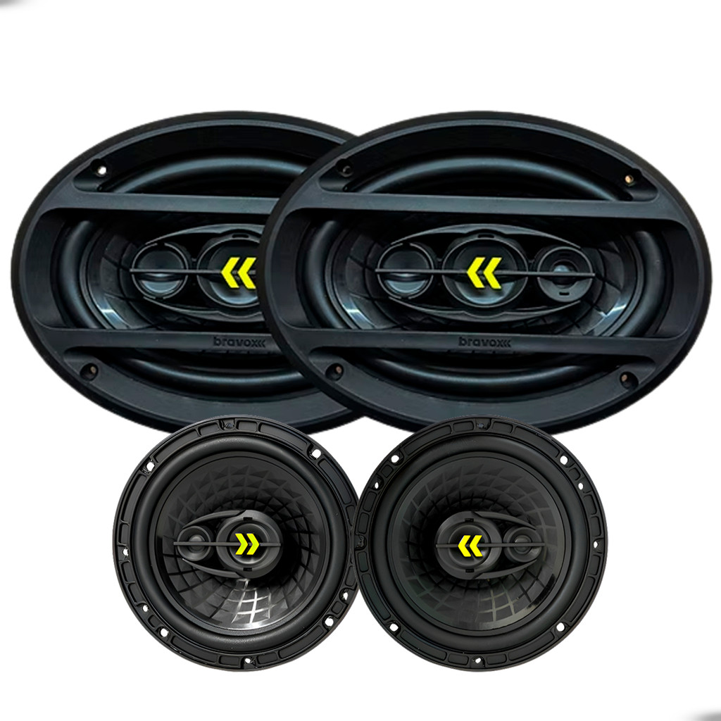 Kit Alto Falantes Bravox Revo 6x9 Quadriaxial e Revo 6 Polegadas Triaxial Som Automotivo de Alta Qualidade em Oferta na Shopee